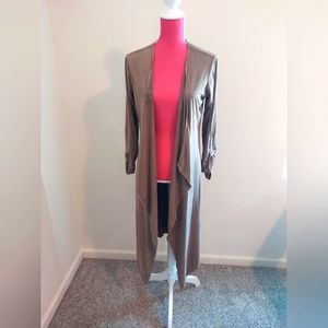 Philosophy Long Half Sleeve Suede-Like Lightweight Open Front Cardigan, Size XS